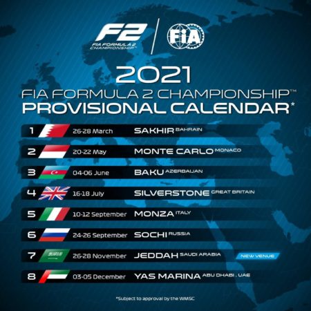 La F2 révèle son calendrier pour 2021